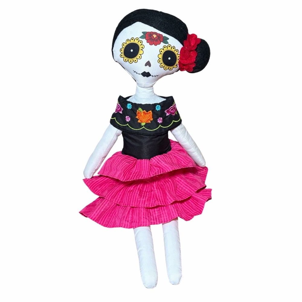 NWT Debi Lilly Doll Mexican Day Of The Dead Fiesta Shelf Sitter Weighted PINK